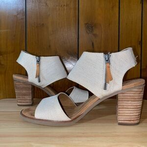 Toms Cream Textured Heeled Sandals